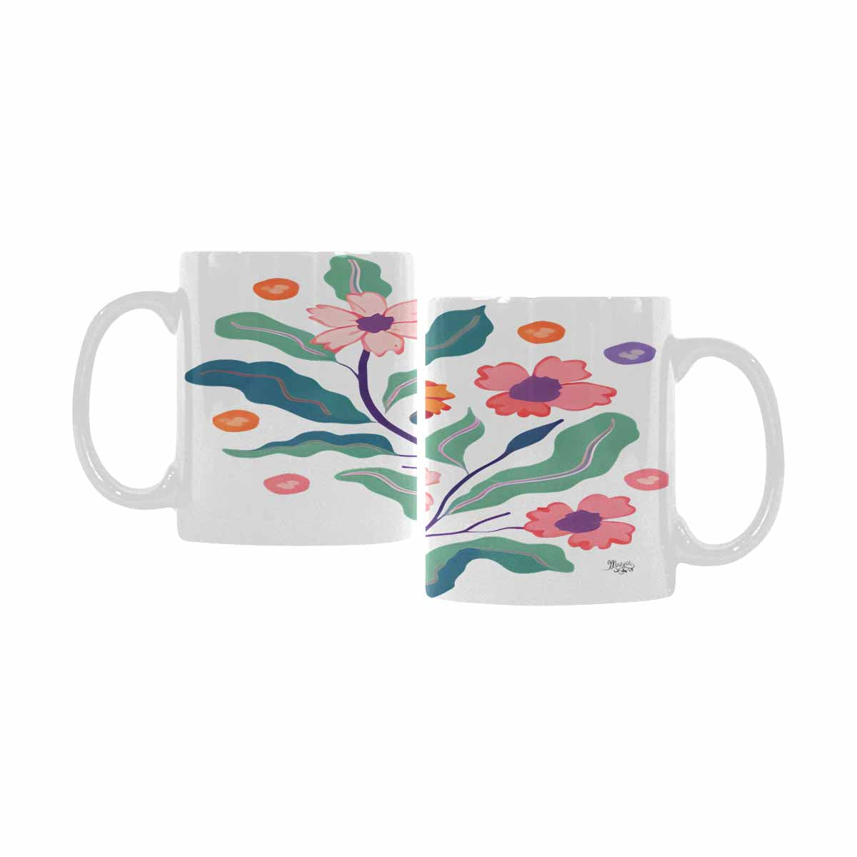 Quality Mug, coffee mug, tea cup, Bright florals, Set 2, design 48