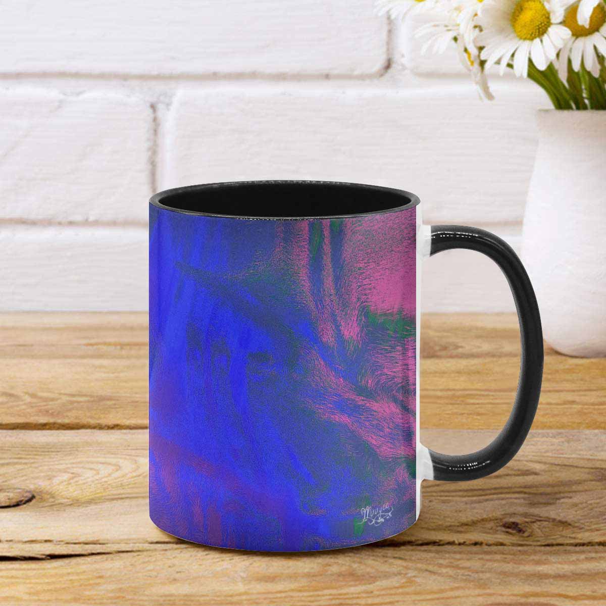 Coffee Mug, tea cup, black core, abstract, design 17