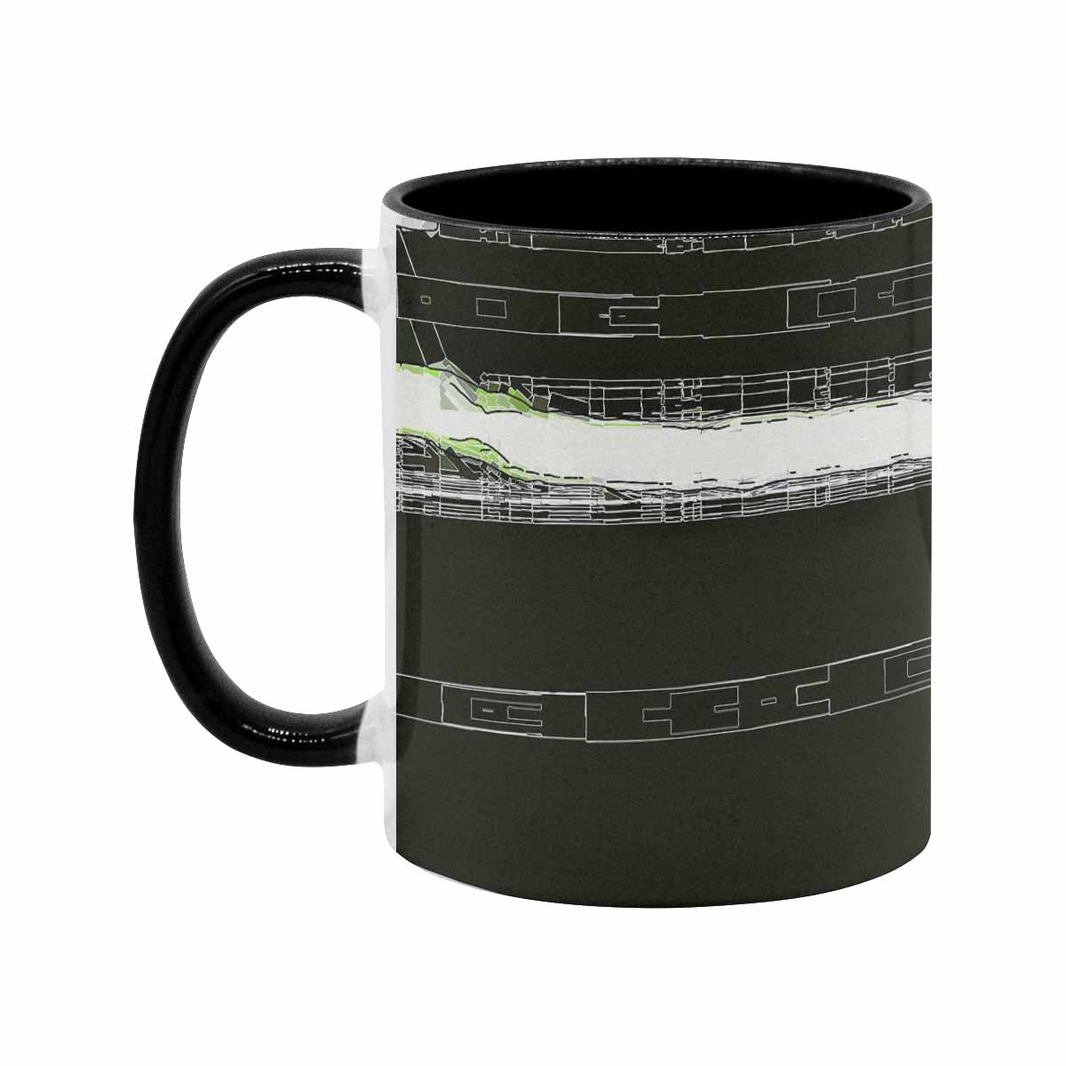 Coffee Mug, tea cup, black core, abstract, design 96