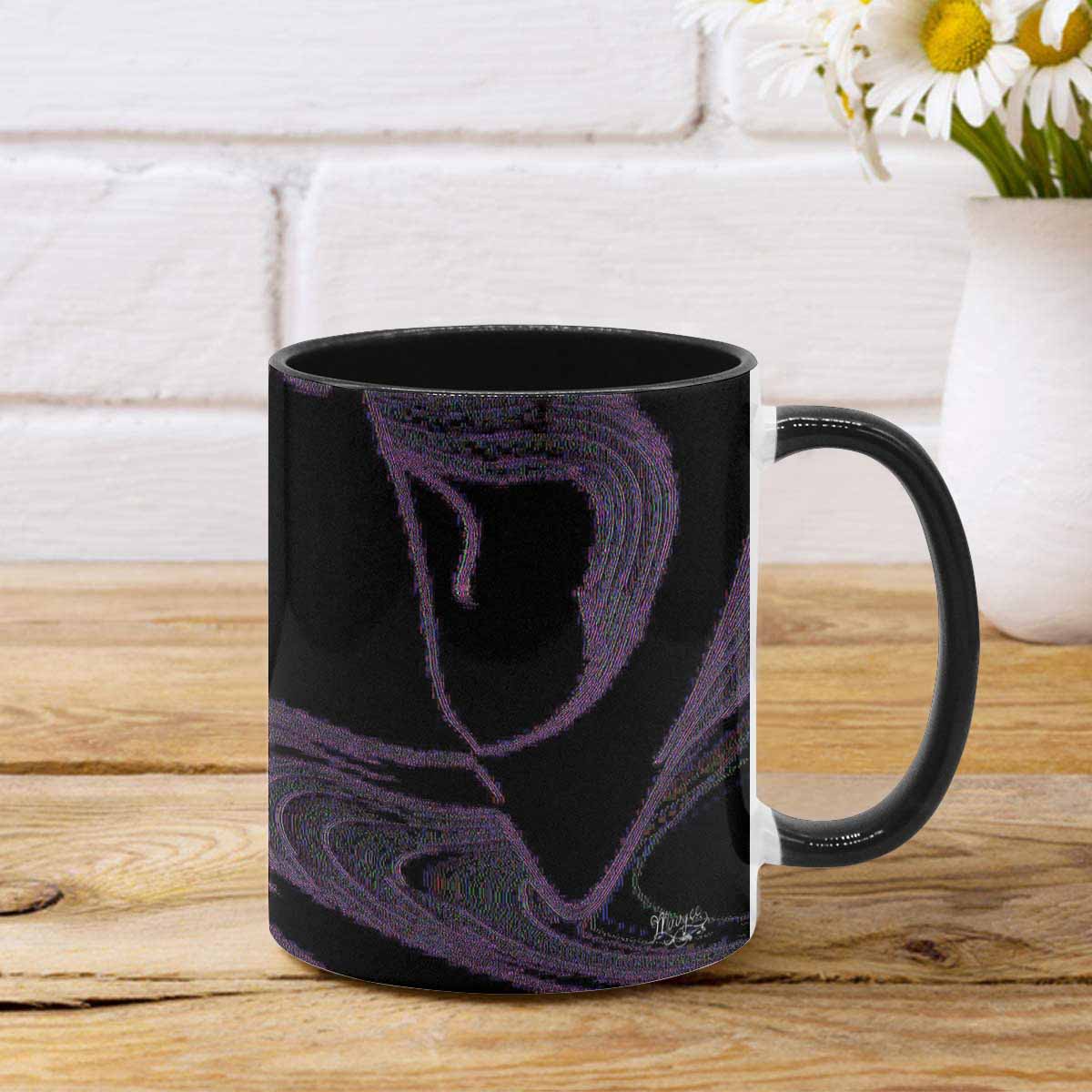 Coffee Mug, tea cup, black core, abstract, design 130