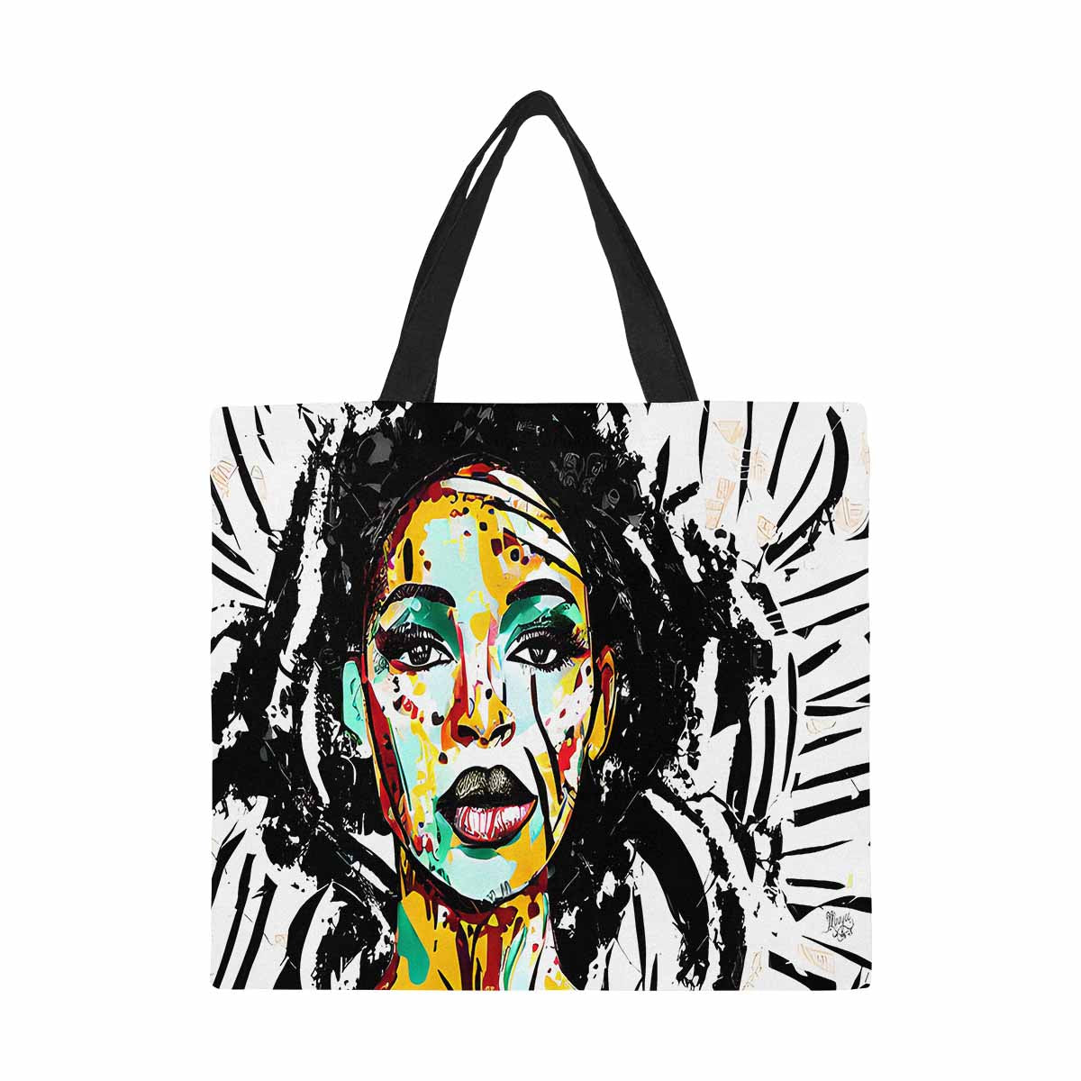 Canvas tote bag, Large, Black Faces, Set 1, design 65