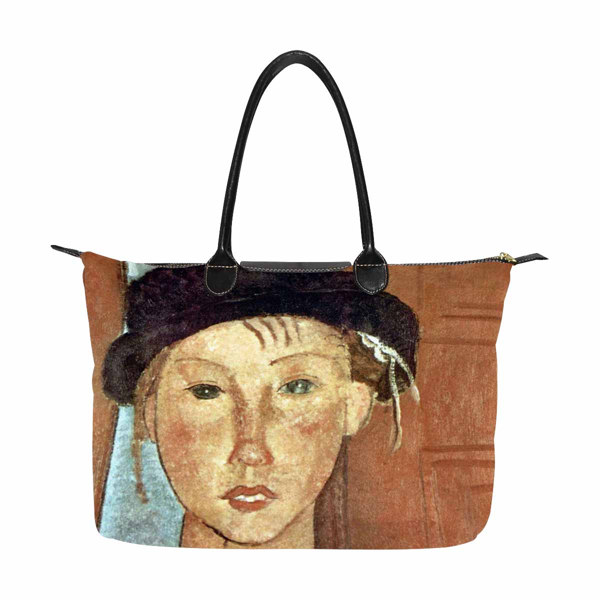 Classic handbag, Modigliani design, choice of 2 colors, Girl with Hat