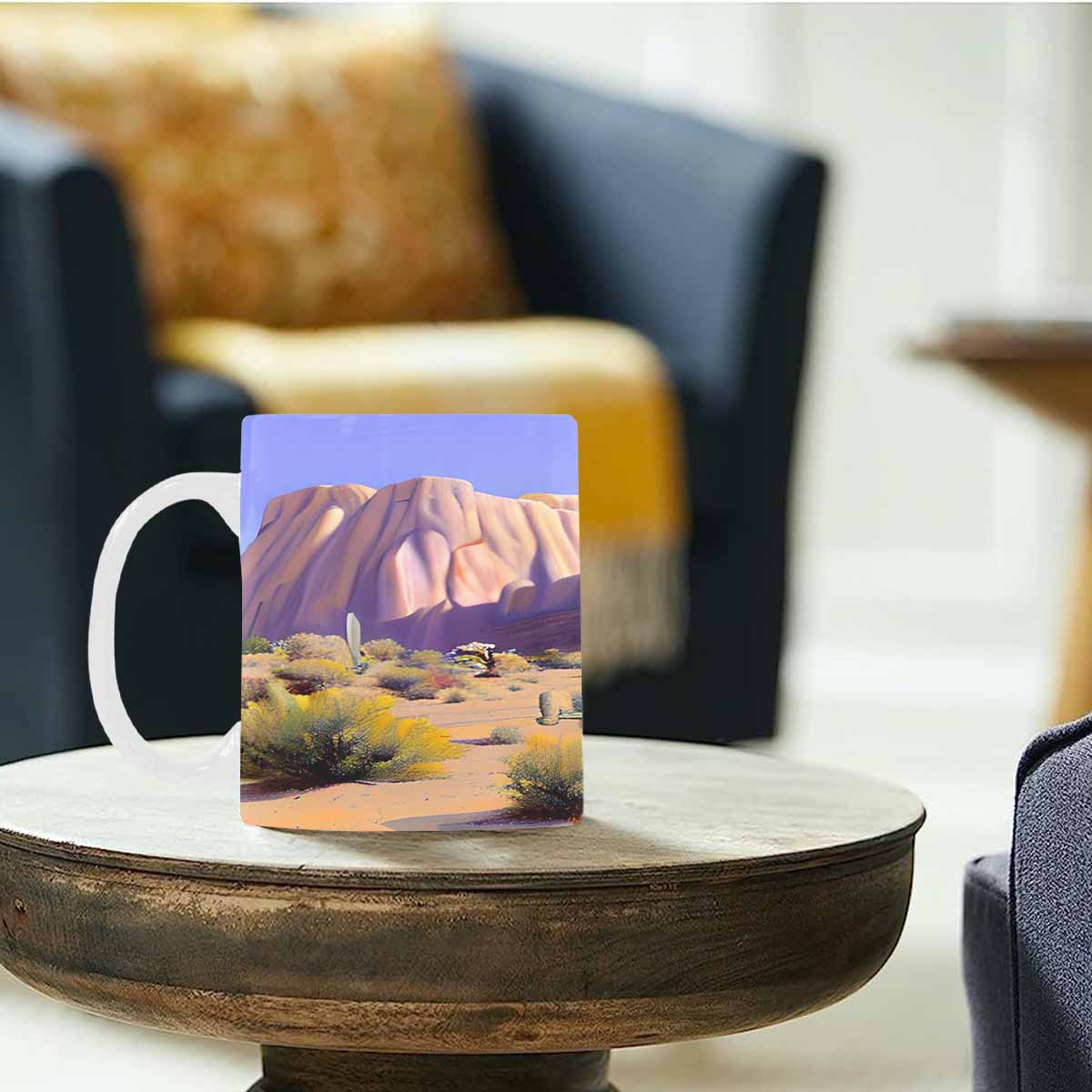 Coffee Mug, tea cup, desert scene, design 15