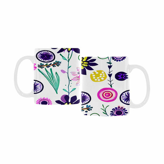 USA made Quality Mug, coffee mug, tea cup, Bright florals, Set 1, Design 134