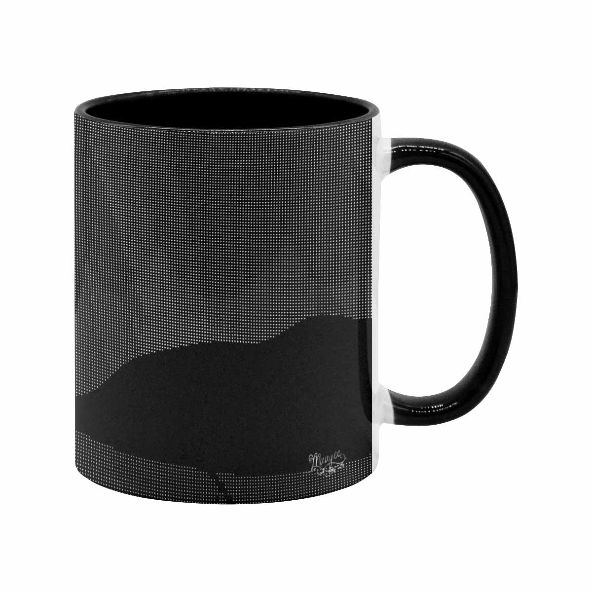 Coffee Mug, tea cup, black core, abstract, design 125