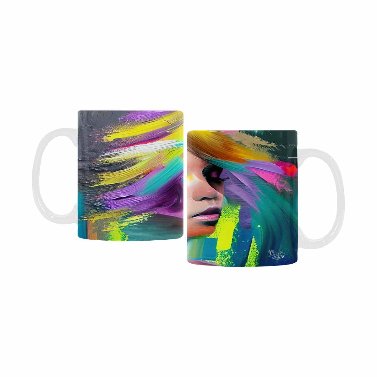 USA, Color Coffee Mug, tea cup, caucasian Face, design 1