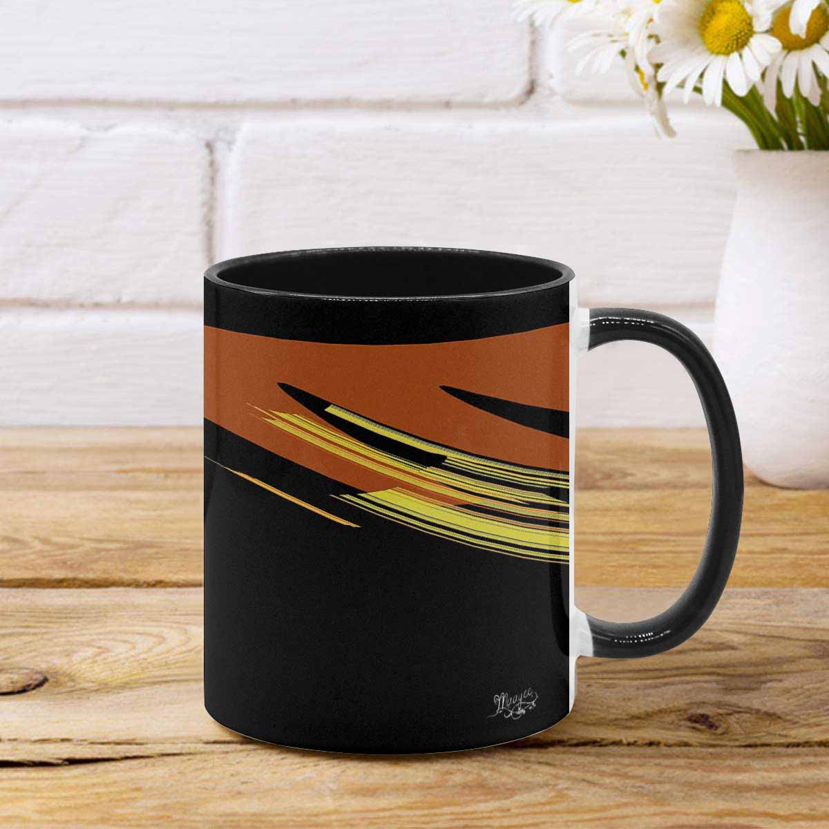 Coffee Mug, tea cup, black core, abstract, design 56