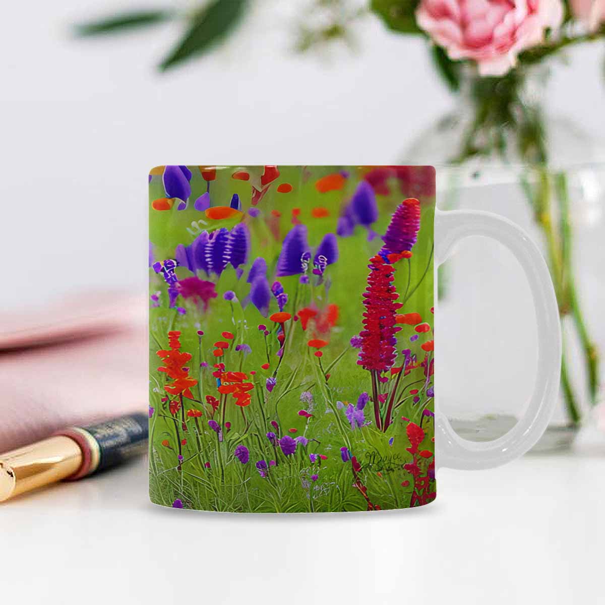 Quality Mug, coffee mug, tea cup, Bright florals, Set 1, Design 2