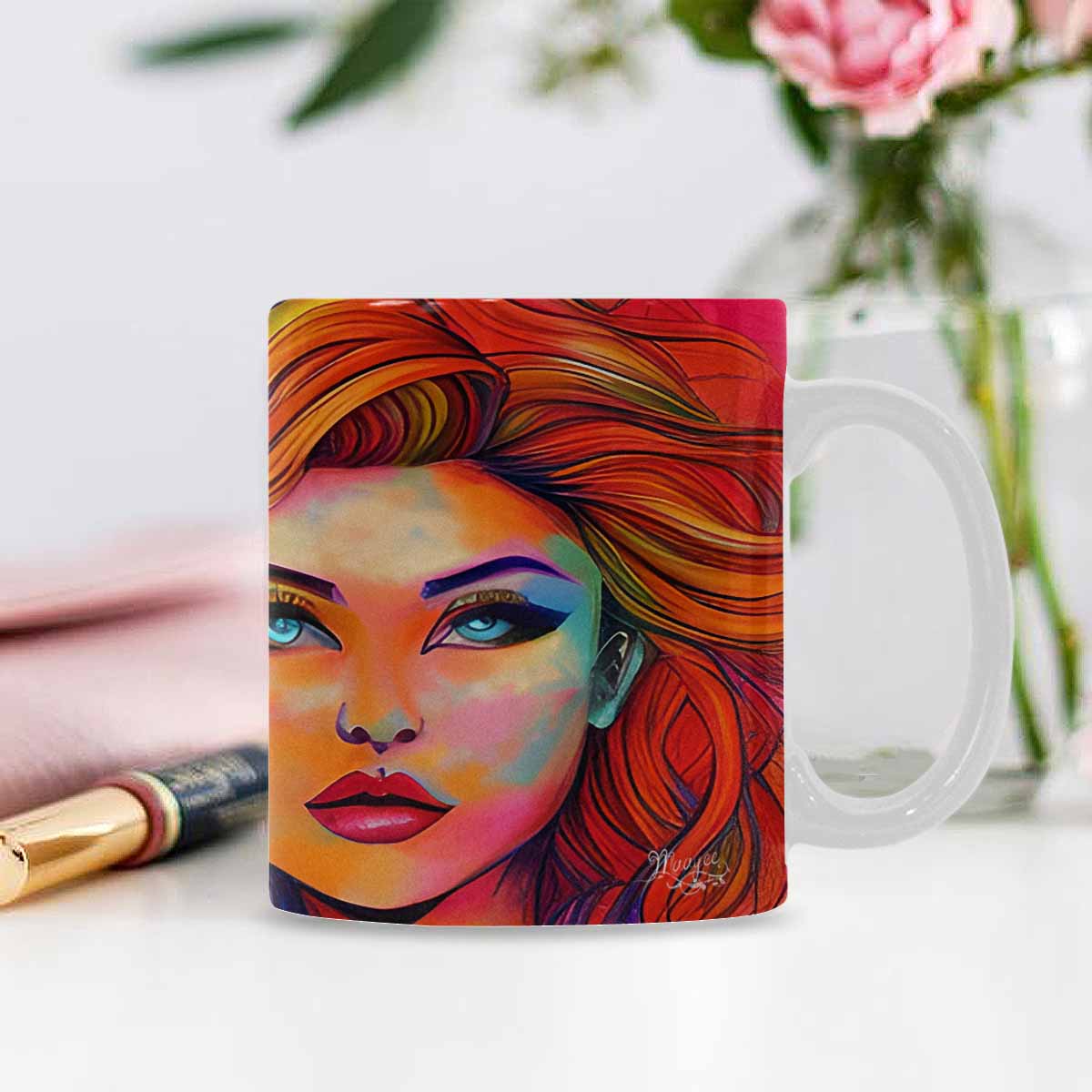 Coffee Mug, tea cup,caucasian Face, design 17