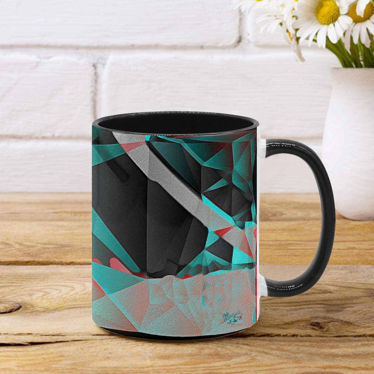 Coffee Mug, tea cup, black core, abstract, design 121