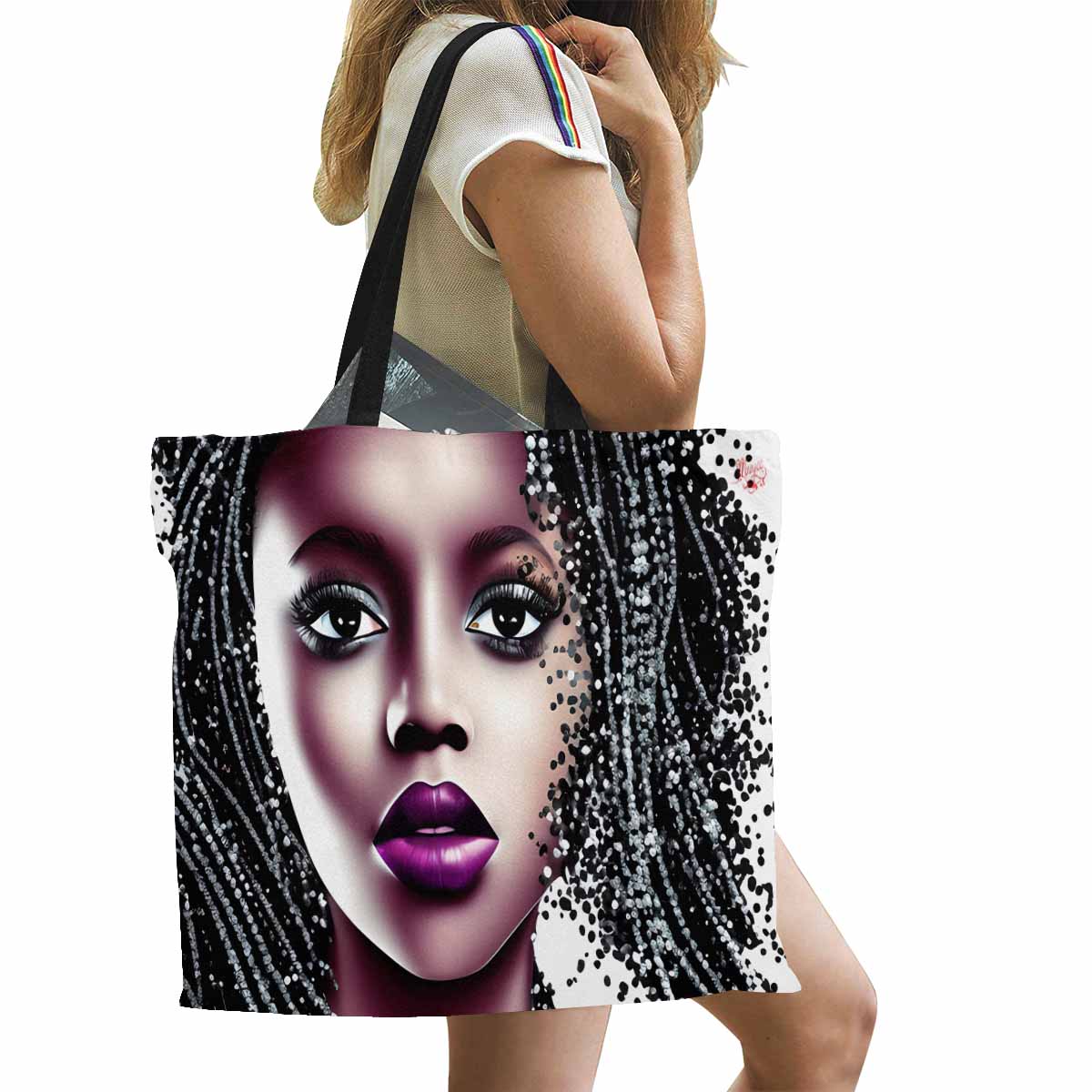 Canvas tote bag, Large, Black Faces, Set 1, design 12