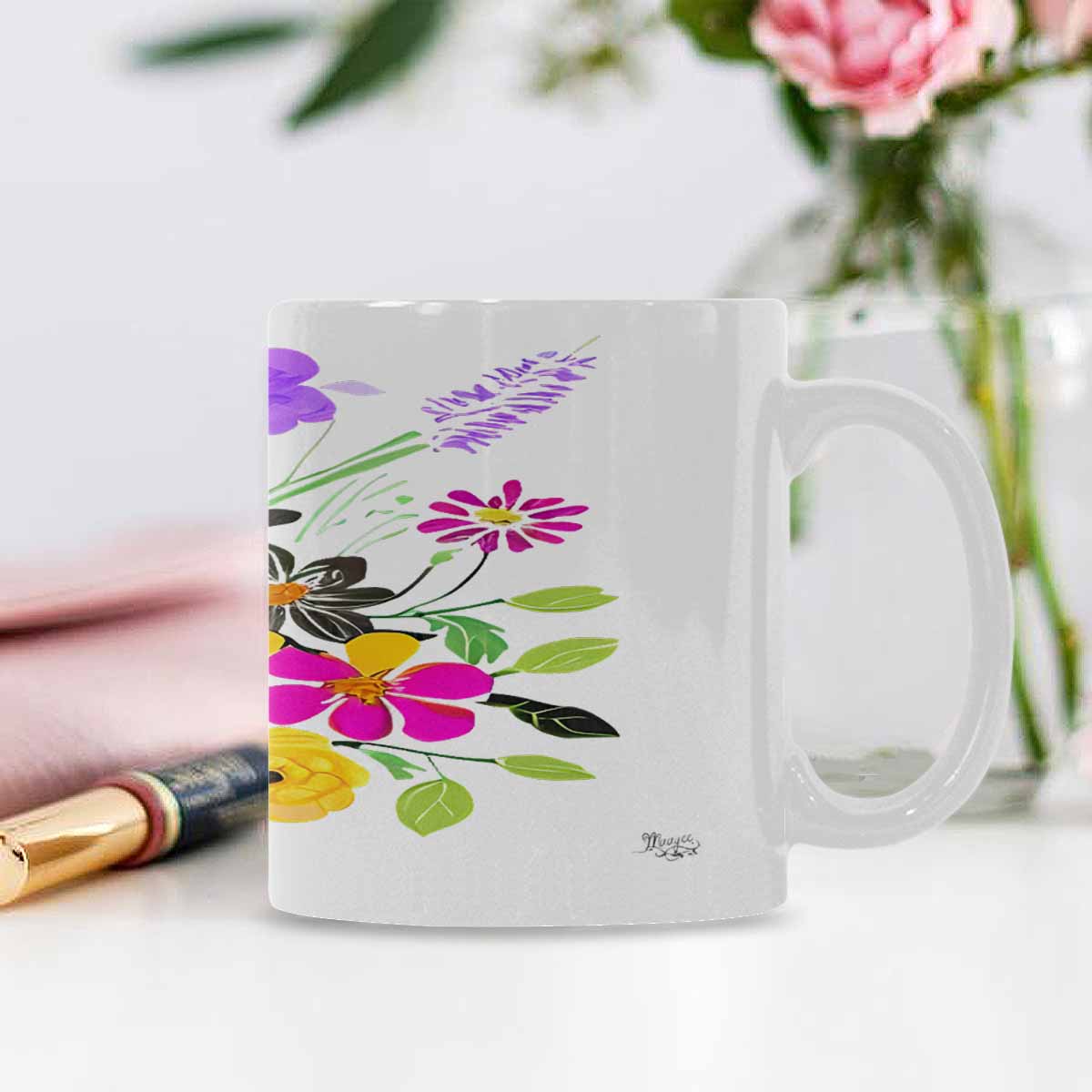 Quality Mug, coffee mug, tea cup, Bright florals, Set 2, design 68