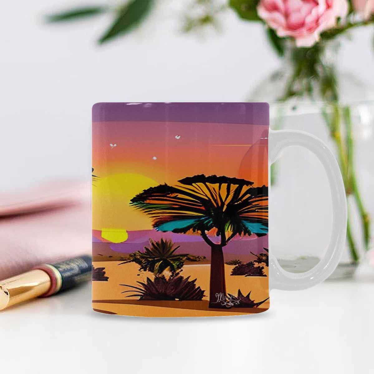 Coffee Mug, tea cup, desert scene, design 28