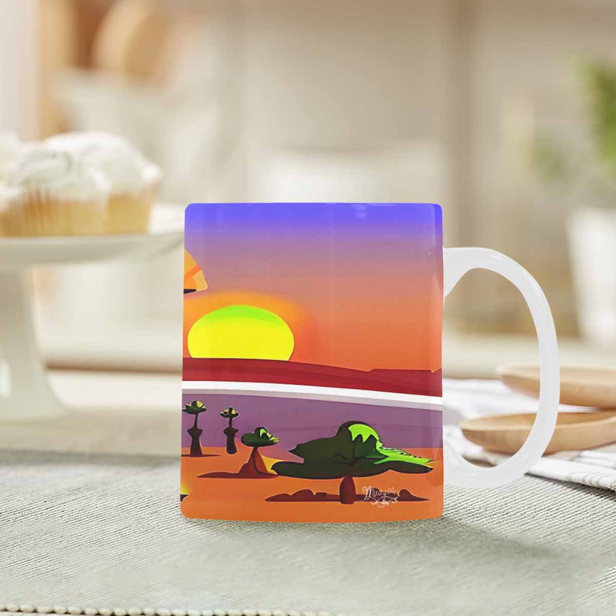 Coffee Mug, tea cup, desert scene, design 49