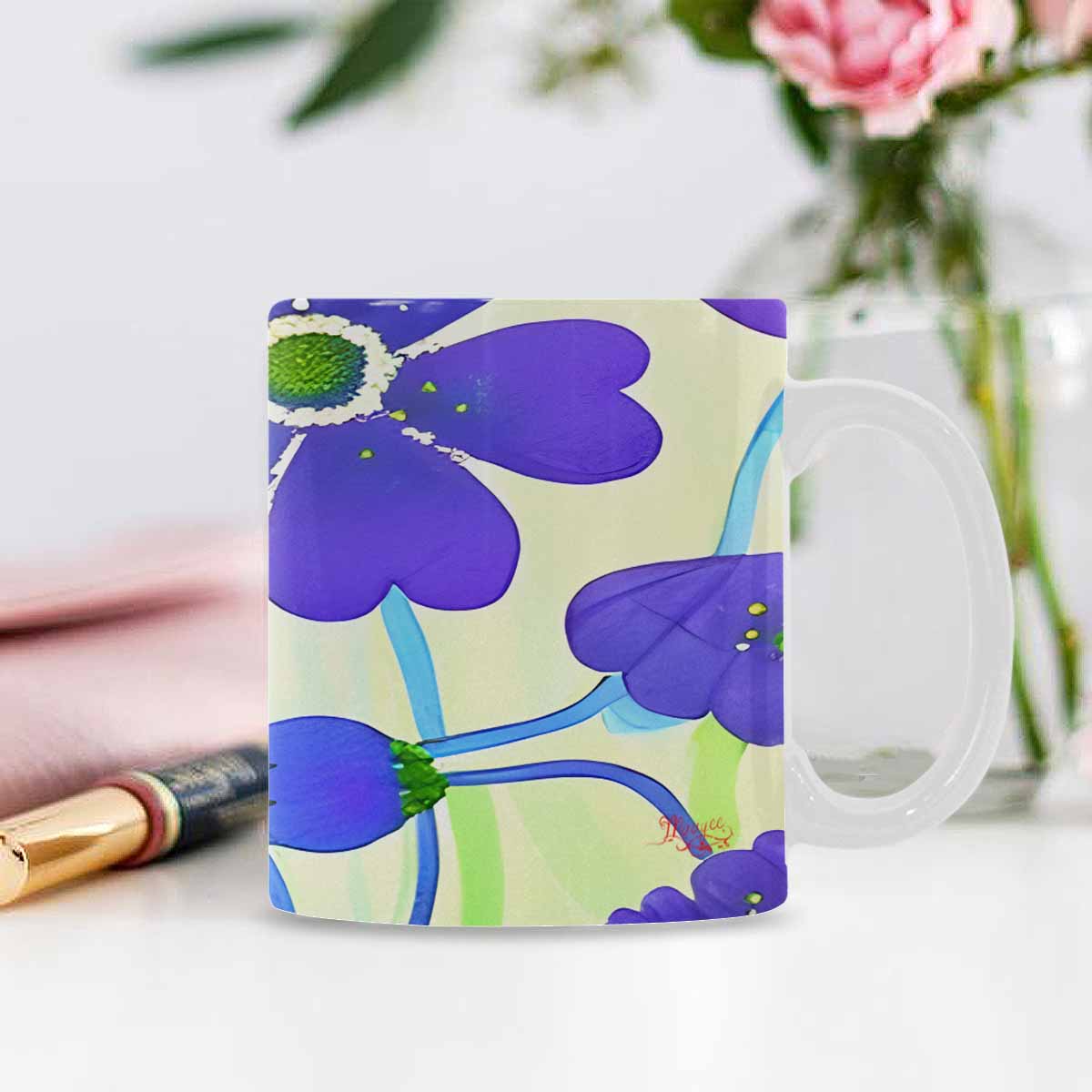 USA made Quality Mug, coffee mug, tea cup, Bright florals, Set 1, Design 56