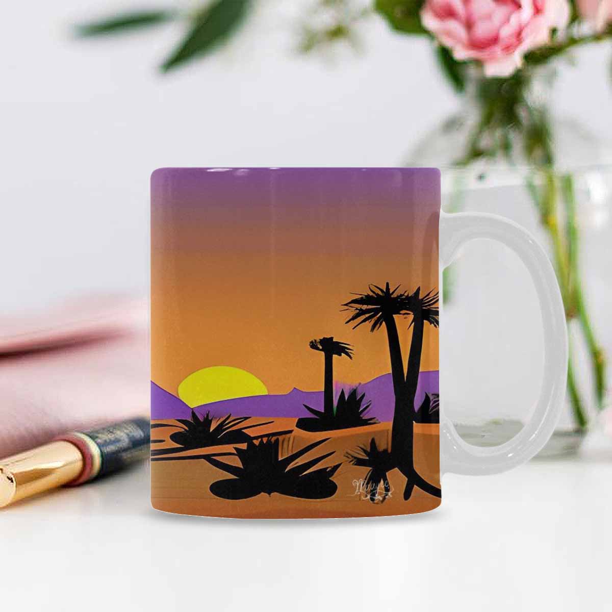 Coffee Mug, tea cup, desert scene, design 53