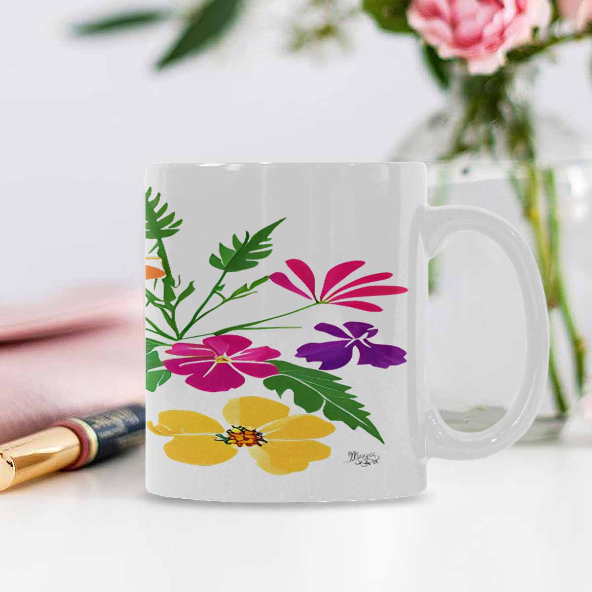 Quality Mug, coffee mug, tea cup, Bright florals, Set 2, design 78
