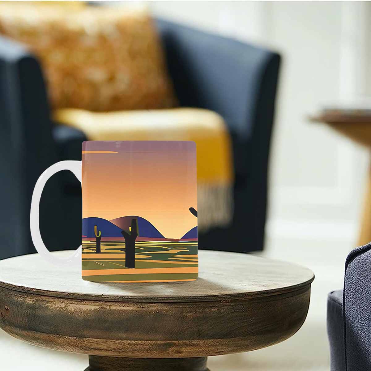 Coffee Mug, tea cup, desert scene, design 83