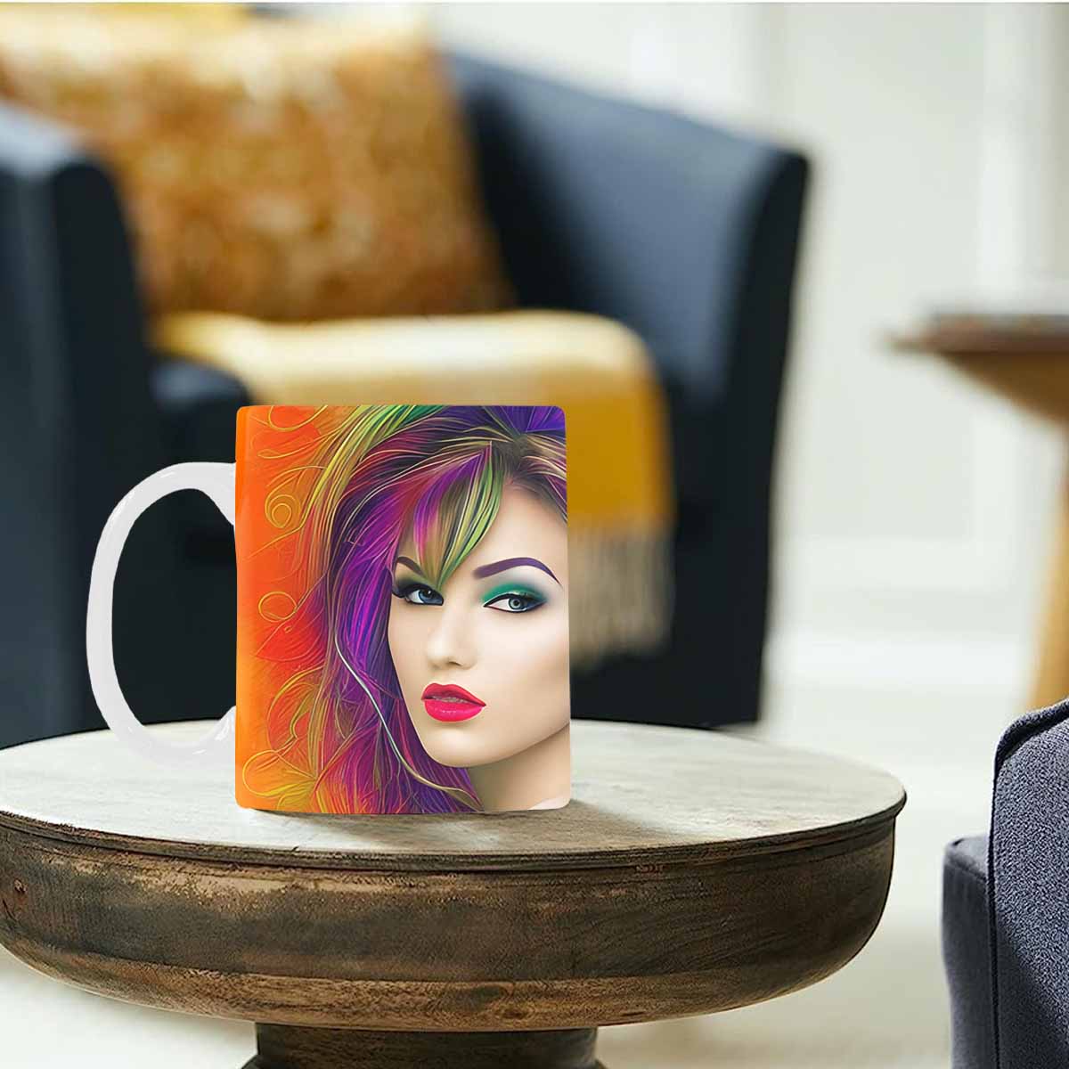 Coffee Mug, tea cup,caucasian Face, design 34