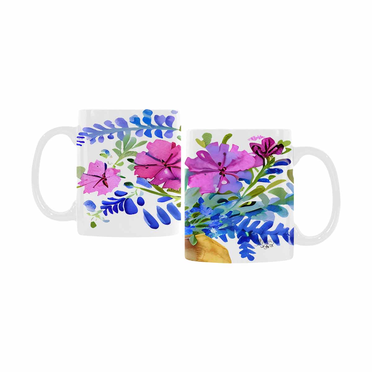 USA made Quality Mug, coffee mug, tea cup, Bright florals, Set 1A, Design 38