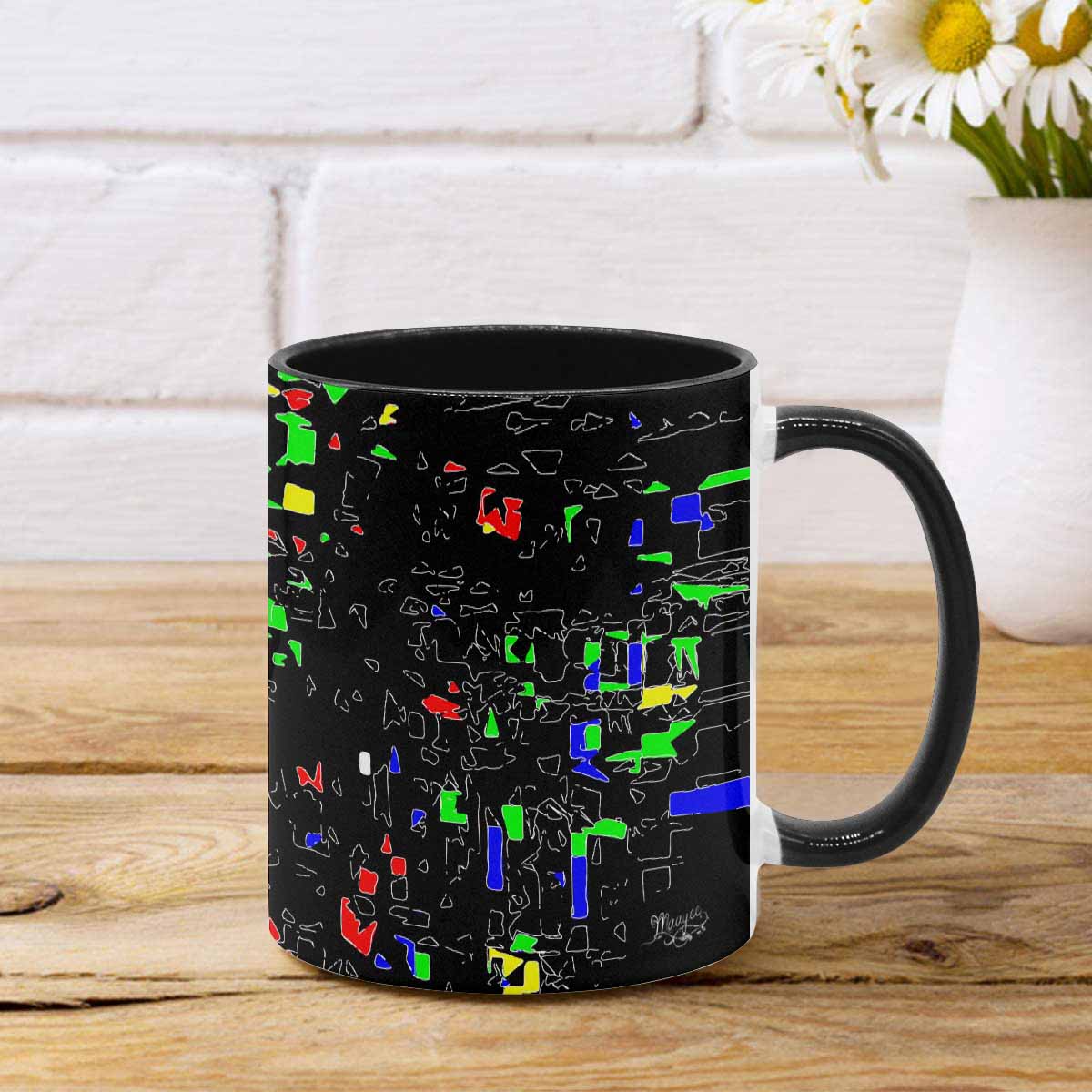 Coffee Mug, tea cup, black core, abstract, design 95