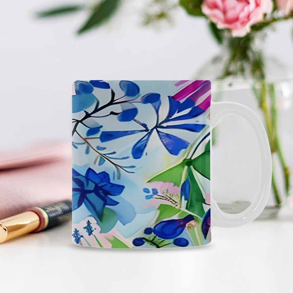 USA made Quality Mug, coffee mug, tea cup, Bright florals, Set 1, Design 27