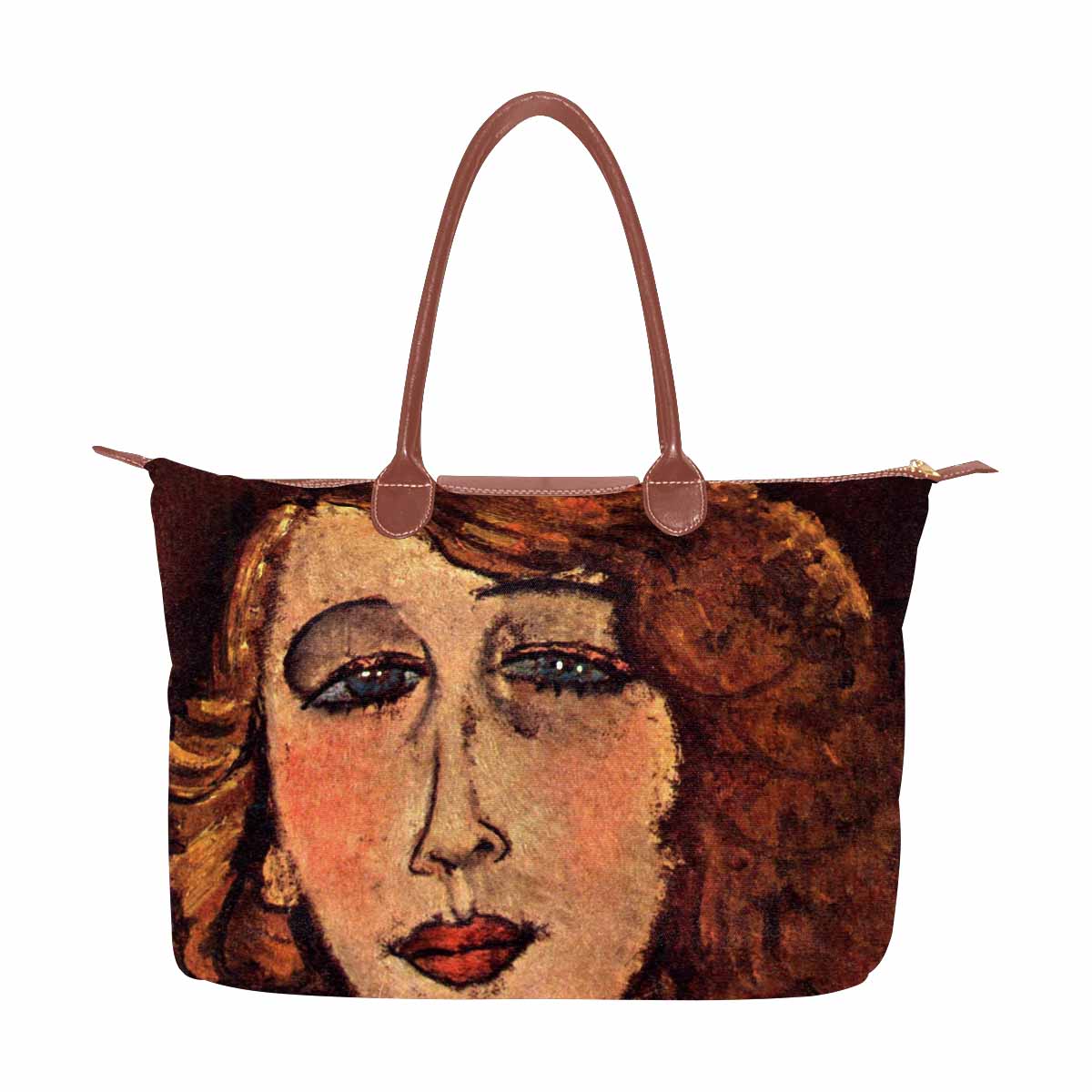 Classic handbag, Modigliani design, choice of 2 colors, Lady with a green cross