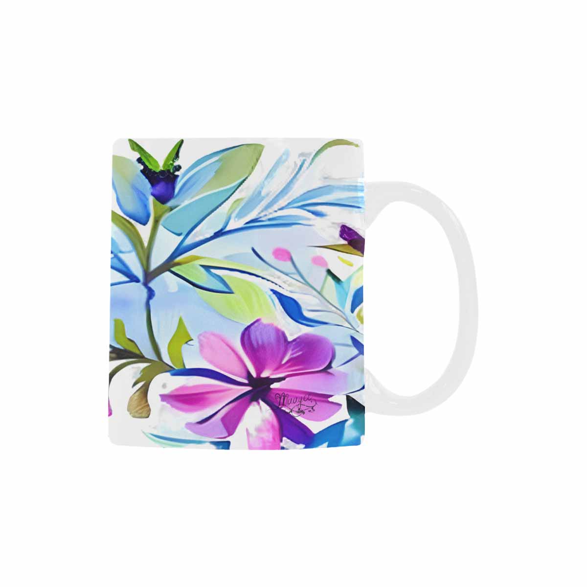 USA made Quality Mug, coffee mug, tea cup, Bright florals, Set 1A, Design 14