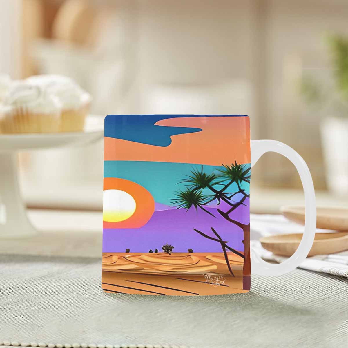 Coffee Mug, tea cup, desert scene, design 73