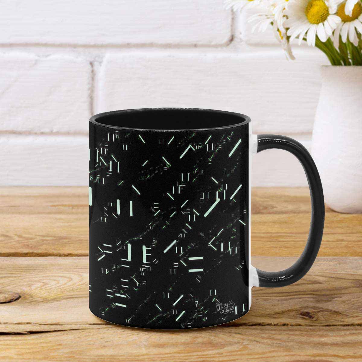 Coffee Mug, tea cup, black core, abstract, design 52