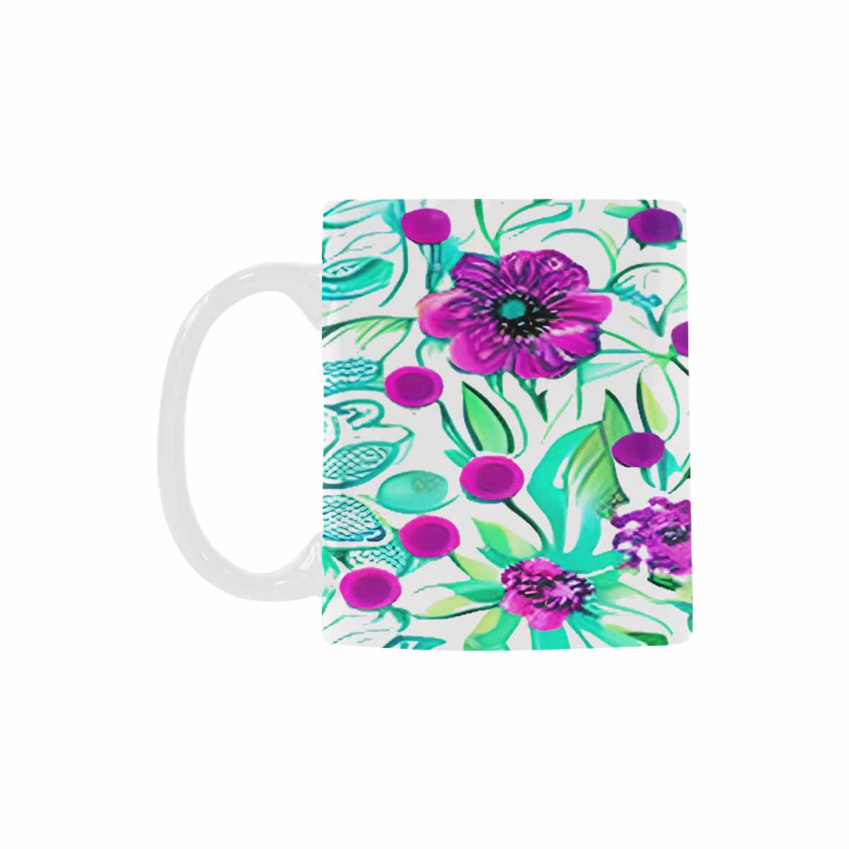 USA made Quality Mug, coffee mug, tea cup, Bright florals, Set 1A, Design 133