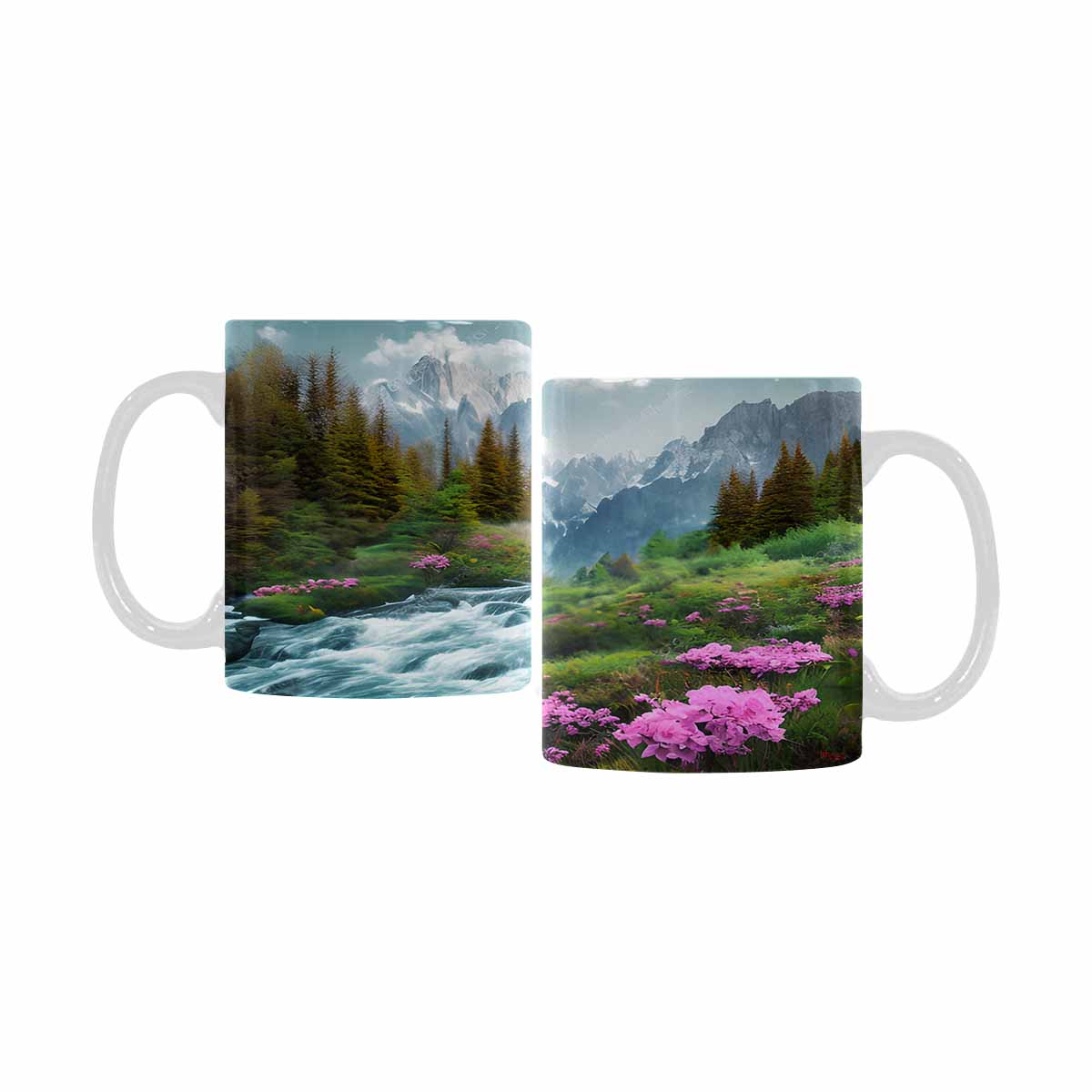 Rivers & Mountains Landscape mugs, set 1 design 24