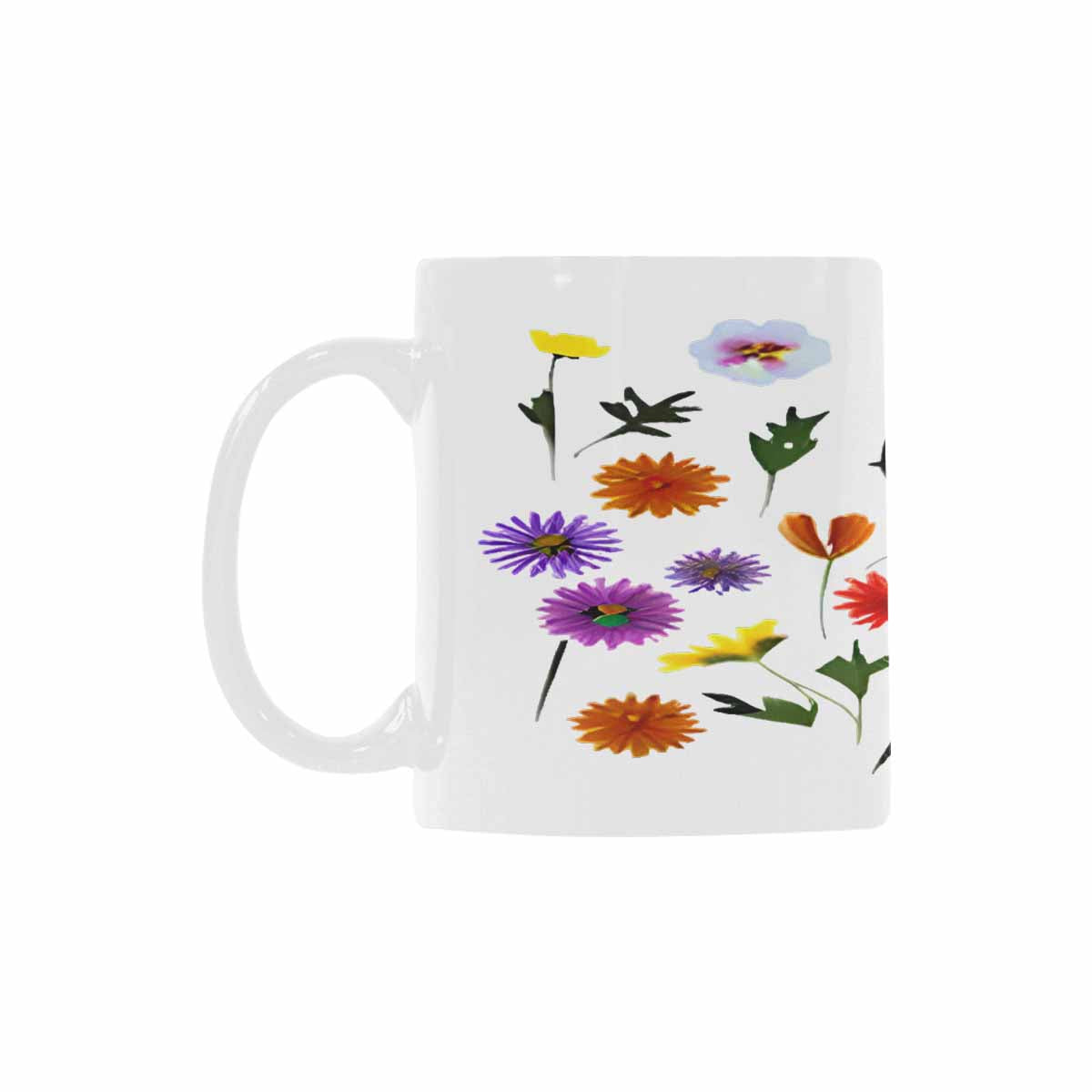 USA made Quality Mug, coffee mug, tea cup, Bright florals, Set 2, design 73