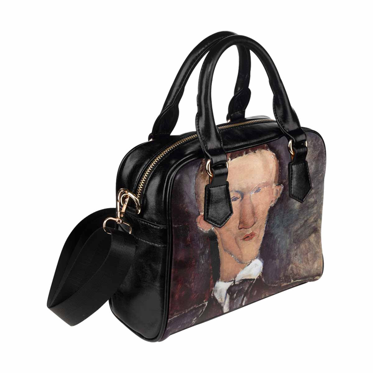 Shoulder PU Leather handbag, Modigliani design, choice of 2 colors, Portrait of Cendras