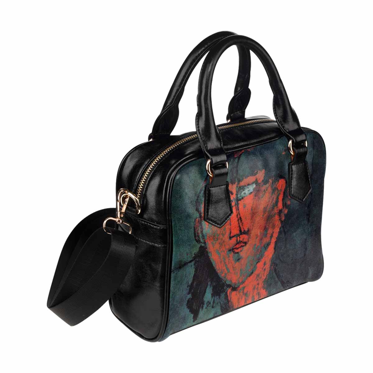 Shoulder PU Leather handbag, Modigliani design, choice of 2 colors, Head