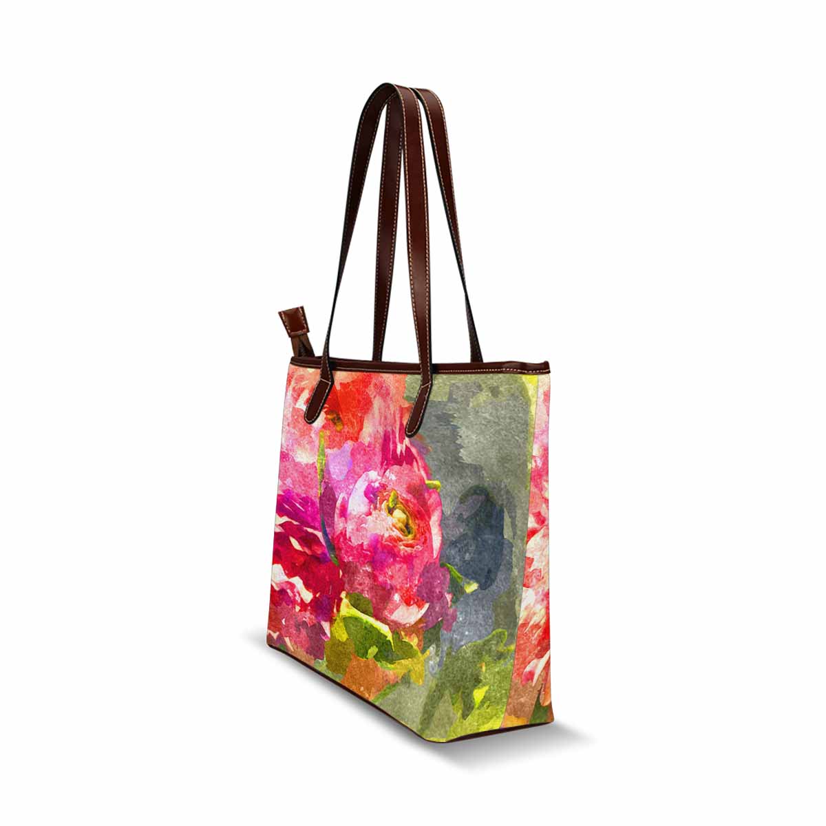 Classic Fabric handbag, watercolor floral, design 19