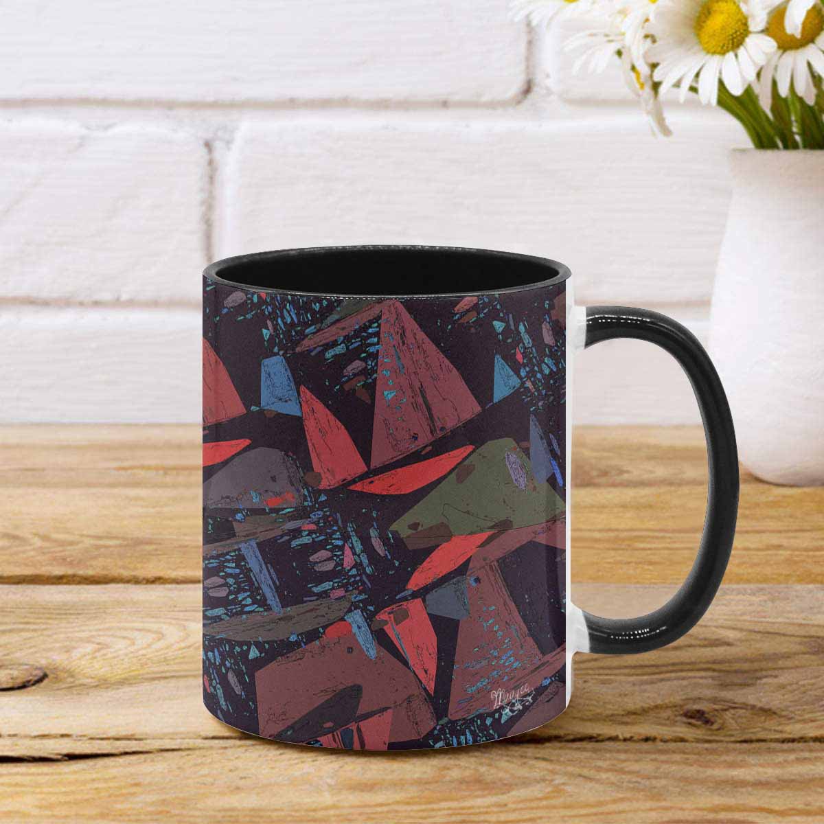 Coffee Mug, tea cup, black core, abstract, design 86