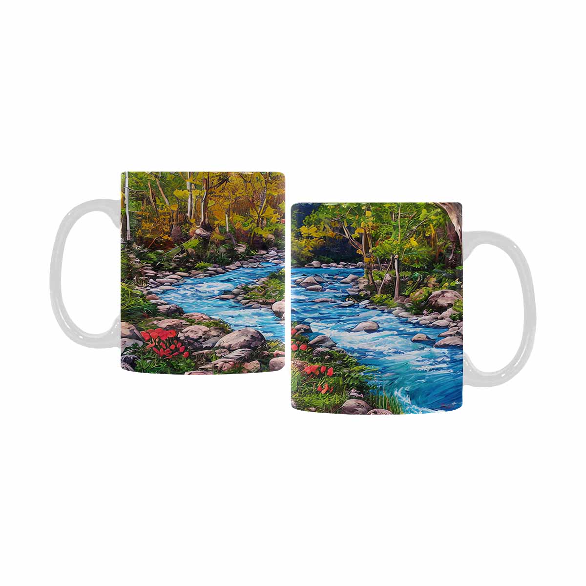 Rivers & Mountains Landscape mugs, set 1 design 1