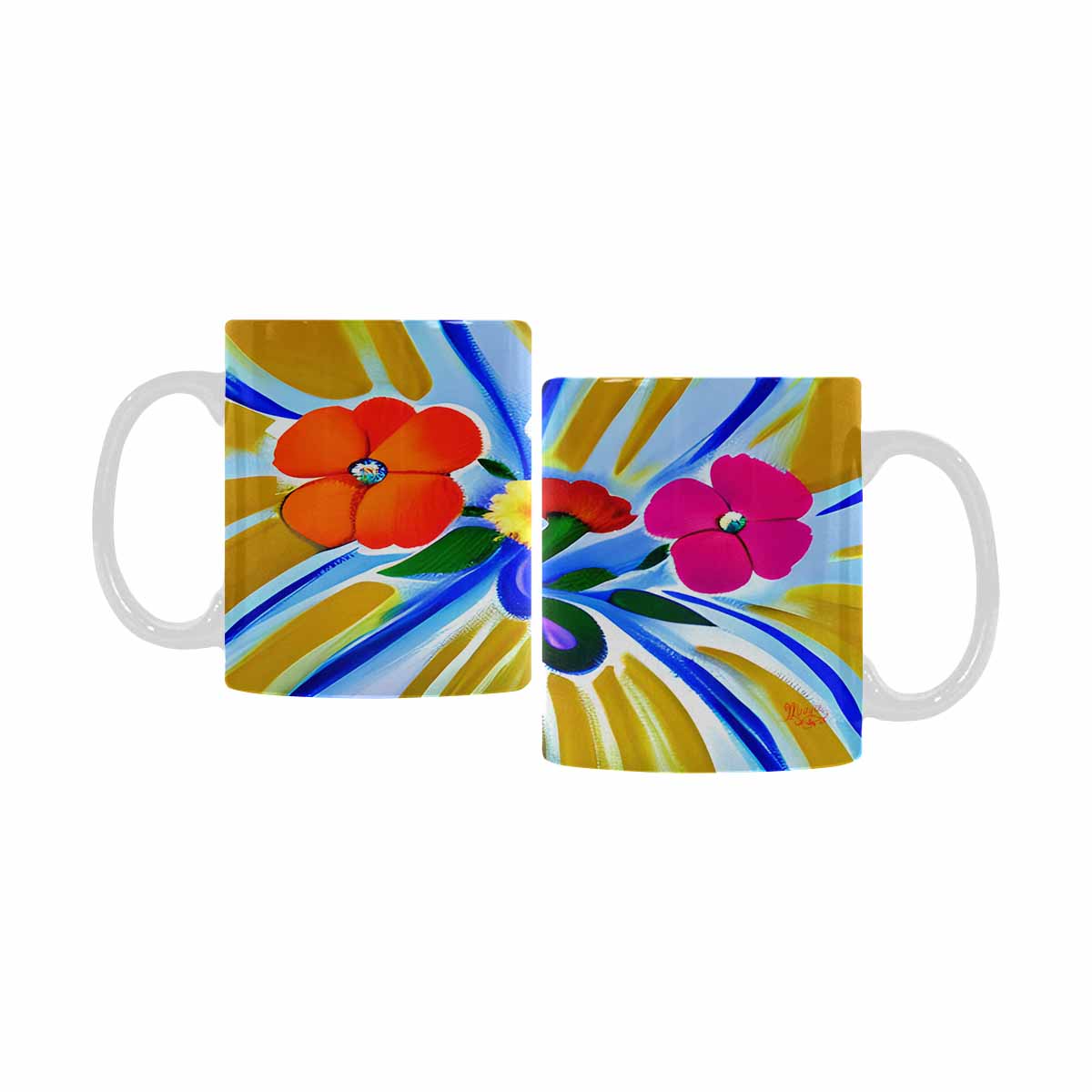 Quality Mug, coffee mug, tea cup, Bright florals, Set 1, Design 73