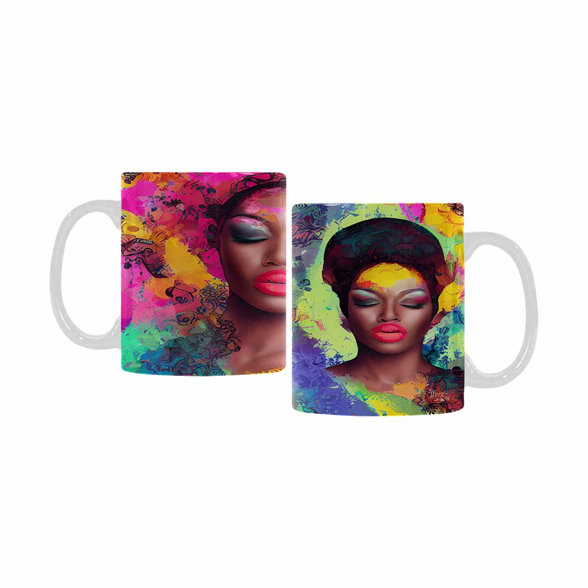 Quality Mug, coffee mug, tea cup, Black Faces, Set 1, design 22