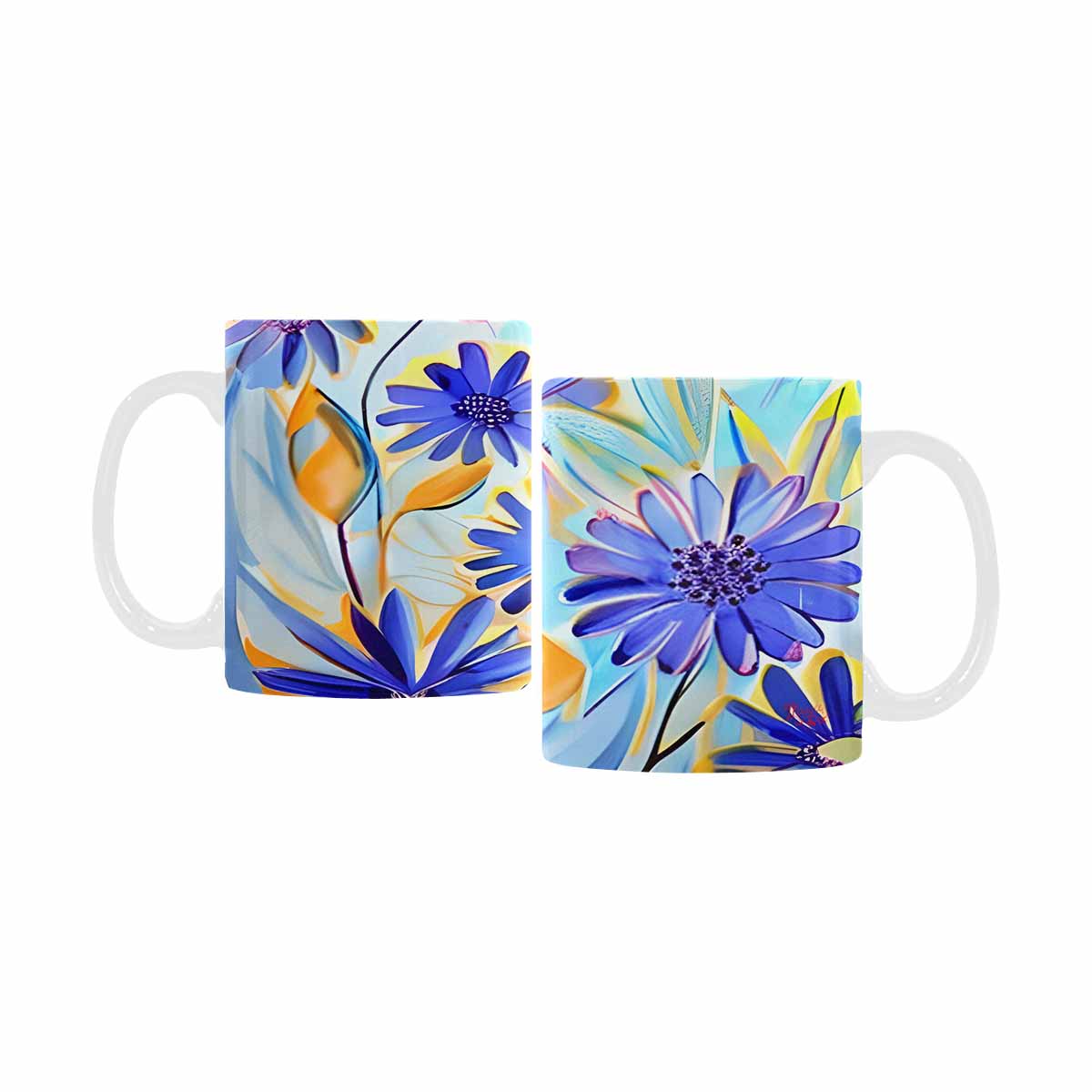 USA made Quality Mug, coffee mug, tea cup, Bright florals, Set 1, Design 52