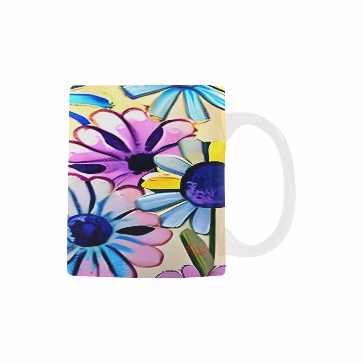 USA made Quality Mug, coffee mug, tea cup, Bright florals, Set 1, Design 50