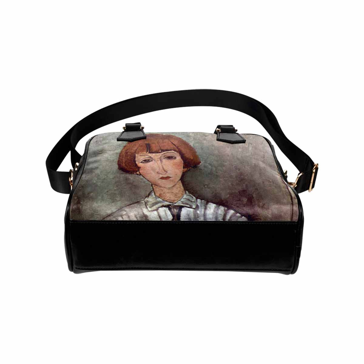 Shoulder PU Leather handbag, Modigliani design, choice of 2 colors, Girl with blouse