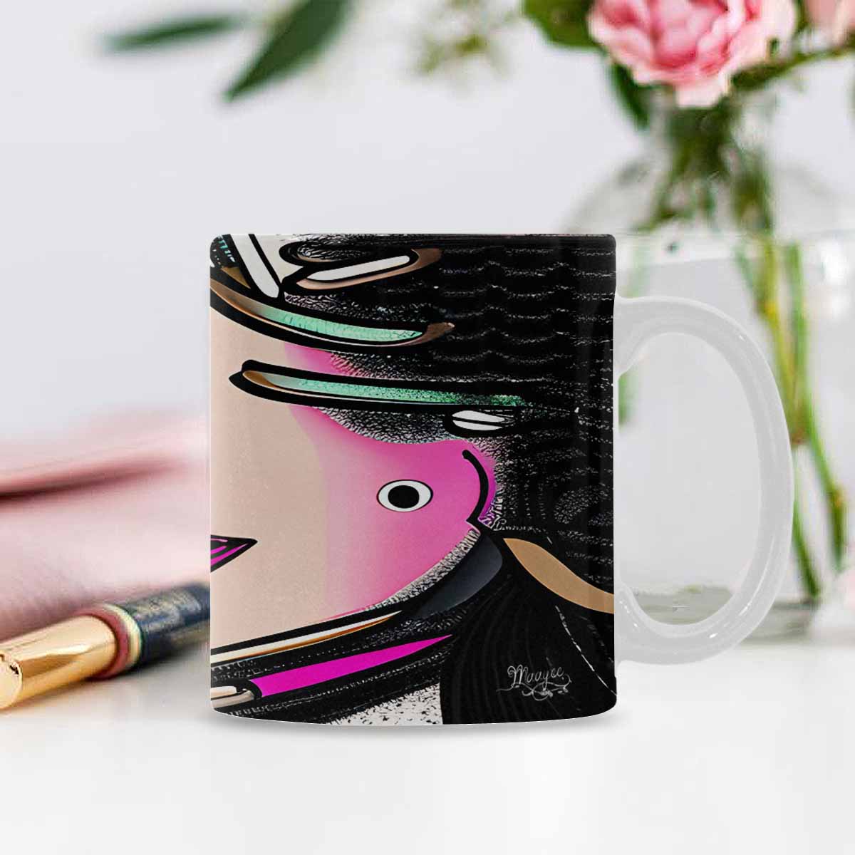 Coffee Mug, tea cup,caucasian Face, design 48