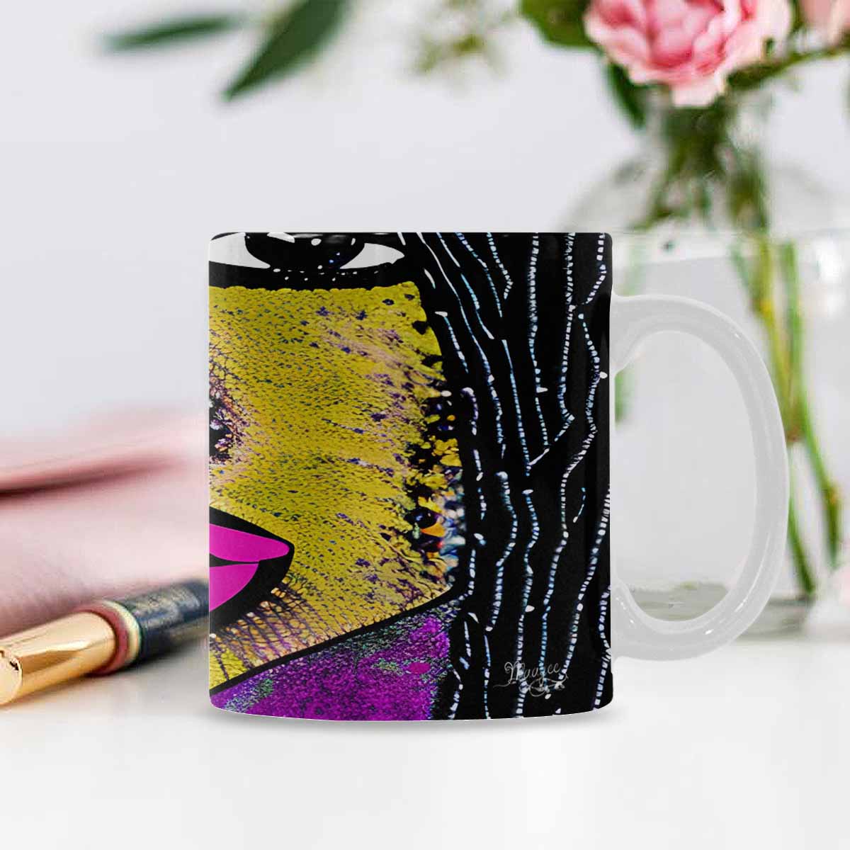 Coffee Mug, tea cup,caucasian Face, design 50