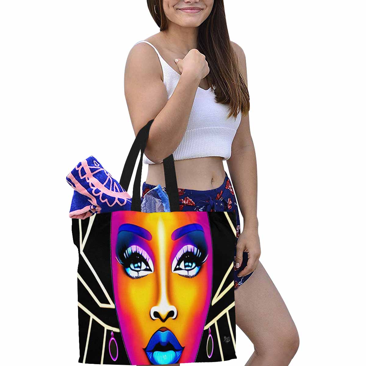 Canvas tote bag, Large, Black Faces, Set 1, design 2