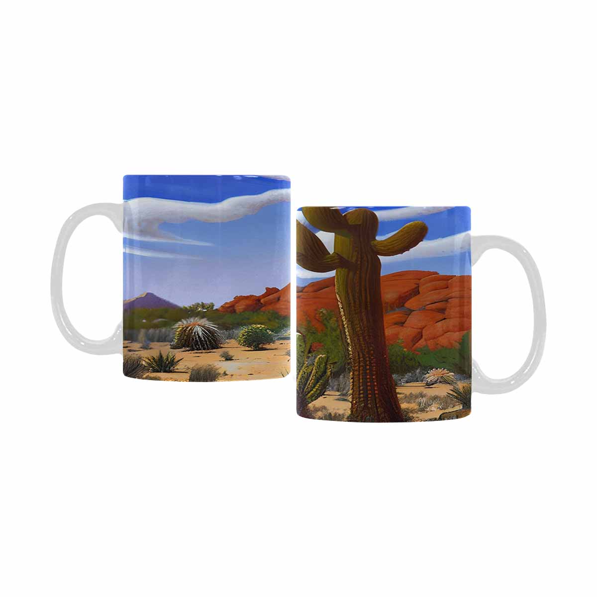 Coffee Mug, tea cup, desert scene, design 14