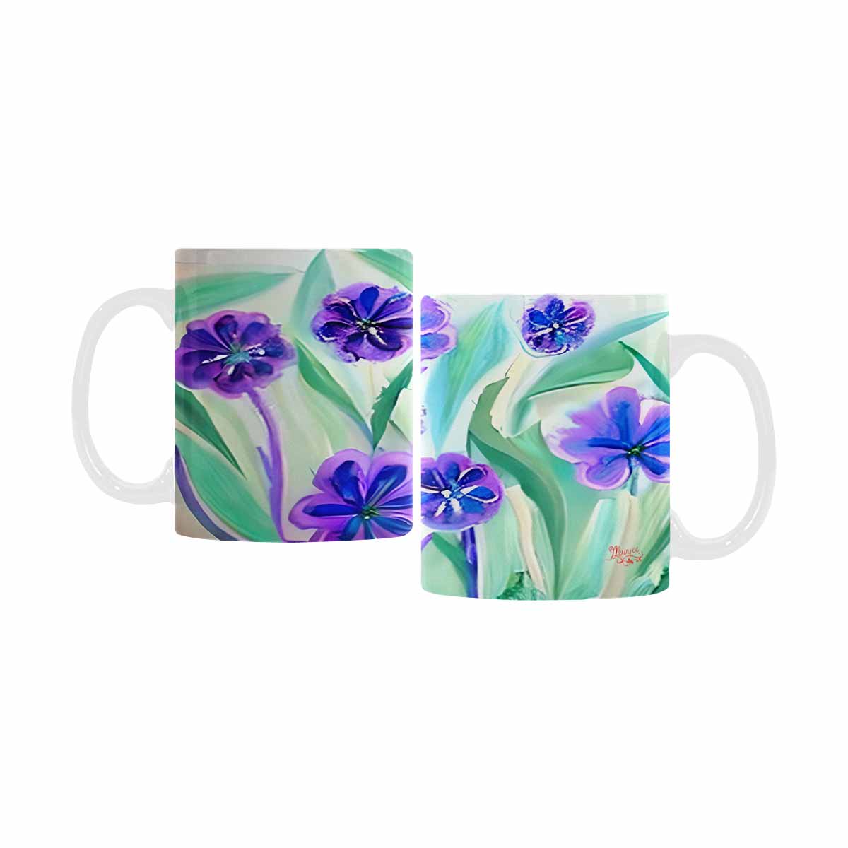 USA made Quality Mug, coffee mug, tea cup, Bright florals, Set 1, Design 64