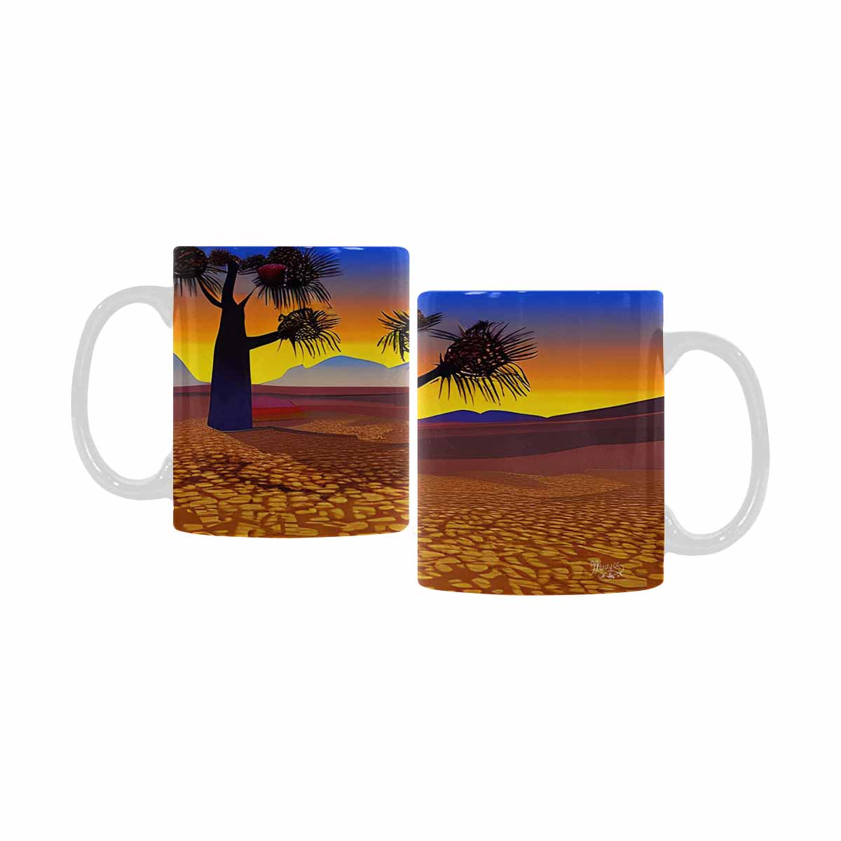 Coffee Mug, tea cup, desert scene, design 58