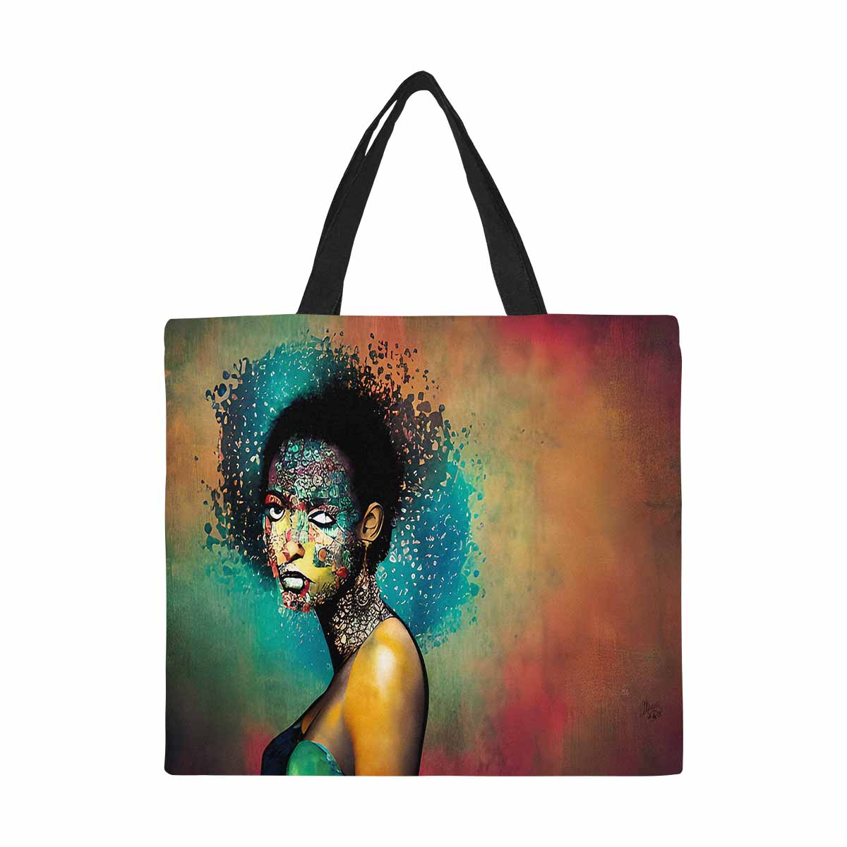 Canvas tote bag, Large, Black Faces, Set 1, design 54